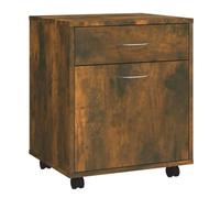 Todiikf Armadio con ruote in rovere affumicato, 45 x 38 x 54 cm | Meraviglioso spazio mobile per studio e camera da letto: armadietto compatto con ruote scorrevoli e ripiano.