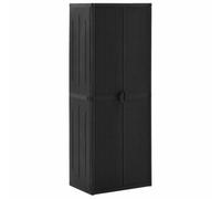 Todiikf Armadio da giardino nero, 65 x 45 x 172 cm, con porta scopa | Armadio robusto in polipropilene effetto rattan con 4 ripiani per terrazza e giardino.