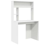 Todiikf Scrivania con 2 ripiani, bianco, 91 x 50 x 149 cm, in legno | Scrivania compatta per computer con ripiani per ufficio domestico e studio, padroneggiare l'ordine in piccoli spazi.