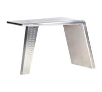 Todiikf Scrivania con ali di aereo, in metallo, MDF, argento | Scrivania per computer portatile in stile industriale con dettagli rivetti, per studio e ufficio, include un ampio piano di