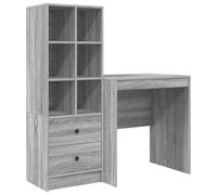 Todiikf Scrivania con ripiano e cassetti, 2 pezzi, grigio Sonoma | Combinazione flessibile di tavolo e ripiano alto per l'ufficio domestico o lo studio con ampio spazio di archiviazione.