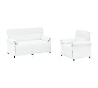 Todiikf Set di 2 divani imbottiti con struttura in metallo, colore bianco | Moderno set da 2 e 1 posto in bianco con struttura in metallo nero per il vostro soggiorno, comodo e indeformabile.