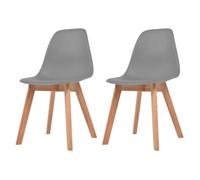 Todiikf Set di 2 sedie da pranzo Skandi in legno, colore grigio | Sedie ergonomiche a forma di conchiglia con comodo schienale e gambe robuste in legno dell'albero della gomma