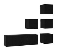 Todiikf Set di 5 mobili da parete per TV, in rovere nero, 100 cm | Sistema di scaffalatura modulare per soggiorno e camera da letto, realizzato in robusto legno con ante a cerniera.