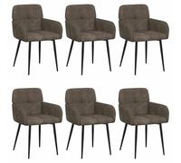 Todiikf Set di 6 sedie imbottite per sala da pranzo, con braccioli, grigio | 6 comode sedie da cucina dal design moderno in finta pelle scamosciata con robusto telaio in metallo per sala da pranzo e