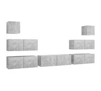 Todiikf Set di 7 mobili per TV, montaggio a parete, grigio cemento, in legno