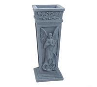 Todikaper Vaso per cimitero in resina grigia con picchetto, design a forma di angelo, per tomba e giardino, decorazione per esterni resistente alle intemperie