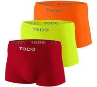 TODO Boxer sportivi da uomo (confezione da 1 - 3 pezzi) elasticizzati, per lo sport, traspiranti, leggeri, senza sfregamenti (taglia S-3XL), Confezione da 3: 1 rosso, 1 giallo, 1 arancione, S/M