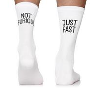 TODO Calze da ciclismo uomo e donna, traspiranti, per bici da corsa, calze da ciclismo, da uomo, con motivo anche calze da corsa., With - Just Fast, Not Furious, 35-38
