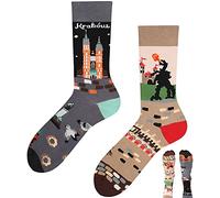 Todo - Calzini divertenti con motivi spiritosi, multicolore, gioiosi e pieni di vita, 35-38