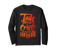 Todo Lo Puedo En Cristo Que Me Fortalece Christian Faith Maglia a Manica