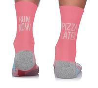 TODO RUNNING RAID - Calzini da corsa da donna e da uomo, con imbottitura anti-bolle, tecnici, colorati da corsa, per corsa, per maratona, trail, jogging, jogging, With Run Now Pizza rosa later, 43-46