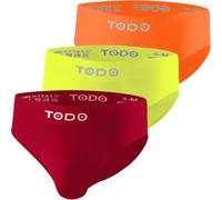 TODO Slip sportivi da uomo, elasticizzati, in confezione da 3 pezzi, traspiranti, per lo sport, senza sfregamenti (taglia S-3XL), Confezione da 3: 1 rosso, 1 giallo, 1 arancione, S/M