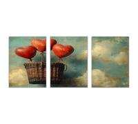 TODOAA 3 pezzi Piante Stampe e Decorazione Murale Murales d'arte d'epoca Camera da Letto Cucina Quadri- Moderni Soggiorno Immagini Parete Botaniche(Rosso)-60x80cmx3 Non incorniciato