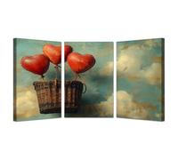 TODOAA 3 pezzi Piante Stampe e Decorazione Murale Murales d'arte d'epoca Camera da Letto Cucina Quadri- Moderni Soggiorno Immagini Parete Botaniche(Rosso)-50x70cmx3 Incorniciato