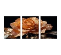 TODOAA 3 pezzi Piante Stampe e Decorazione Murale Opere d'arte floreali dorate Camera da Letto Cucina Quadri- Moderni Soggiorno Immagini Parete Botaniche(Oro)-30x45cmx3 Non incorniciato