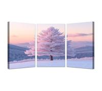 TODOAA 3 pezzi Quadri Moderni Soggiorno Pittura di animali della foresta Stampe Da Parete Camera Da Letto Matrimoniale Decorazione Canvas Paesaggio invernale - Alberi-50x70cmx3 Incorniciato