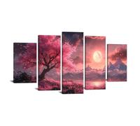 TODOAA 5 pezzi Albero della vita Stampa su tela Pittura Immagini naturali dell'albero di montagna Astratti Murale Poster, da parete Decorazioni da parete soggiorno Cucina-75x150cm Incorniciato