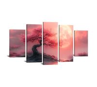 TODOAA 5 pezzi Astratto Quadri Soggiorno Albero della vita Stampa su tela Immagine di un albero grande Opera d'arte Moderni da parete Camera da letto Ufficio Decorazioni-75x150cm Incorniciato
