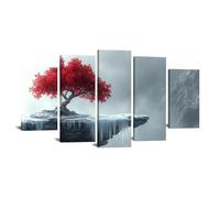 TODOAA 5 pezzi Astratto Quadri Soggiorno Albero della vita Stampa su tela Paesaggio naturale degli alberi di montagna Moderni da parete Camera da letto Ufficio Decorazioni-120x250cm Incorniciato