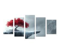 TODOAA 5 pezzi Astratto Quadri Soggiorno Albero della vita Stampa su tela Paesaggio naturale degli alberi di montagna Moderni da parete Camera da letto Ufficio Decorazioni-75x150cm Non incorniciato