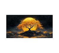 TODOAA Albero della vita Stampa su tela Murale notturno dell'albero in riva al lago Moderni Astratto Immagine,Pittura su Tela Cucina Ufficio Sala Da Pranzo Bar Decorazioni-70x140cm Non incorniciato