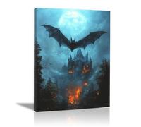 TODOAA artistiche da parete per Halloween Strana scena di animali di notte Gotico Sfondo quadri, Horror Tema Festa Bambini Adulti Foto Studio Arredamento(Nero 49)-50x70cm Incorniciato