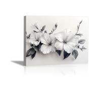 TODOAA Astratto Quadri Moderni Bellissimi fiori bianco e nero Soggiorno Stampe Su Tela - Camera Da Letto Bagno Cucina Ufficio Sala Da Pranzo Bar(bianco)-60x90cm Incorniciato