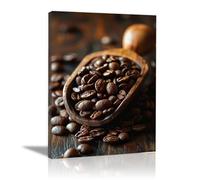 TODOAA Astratto Quadri Moderni Opere d'arte con chicchi di caffè bianco e nero Soggiorno Stampe Su Tela - Camera Da Letto Bagno Cucina Ufficio Sala Da Pranzo Bar(Brown)-40x60cm Incorniciato