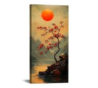 TODOAA Astratto Quadri Soggiorno Grande Albero della vita Arte dell'albero colorato dell'annata Moderni Stampe Su Tela -Camera Da Letto Bagno Cucina Ufficio Pranzo(rosso)-50x100cm Incorniciato