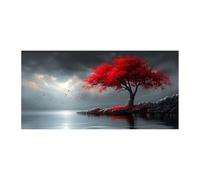 TODOAA Astratto Quadri Soggiorno Grande Albero della vita, Blue Graffiti Tree Art Pittura Moderni Poster da parete- Camera da letto Ufficio Decorazioni - 80x160cm Non incorniciato(rosso)