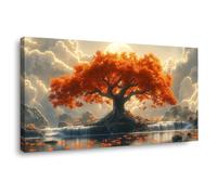 TODOAA Astratto Quadri Soggiorno Grande Albero della vita Pittura Albero Natura Pittura Moderni Poster da parete- Camera da letto Ufficio Decorazioni(arancia)-30x60cm Incorniciato