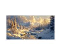 TODOAA Paesaggio invernale Quadro Stampa su Tela in Grande, Foresta d'inverno Montagne Arte Quadri Moderni Camera da Letto Matrimoniale - Stampe da Parete Arte - 60x120cm Non incorniciato(bianco)