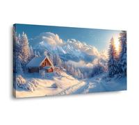 TODOAA Quadri Moderni Inverno Neve Quadro Su Tela Canvas, Alberi di montagna Paesaggio invernale Stampe Da Parete soggiorno Natura Paesaggio - Stampe Camere da Letto - 30x60cm Incorniciato