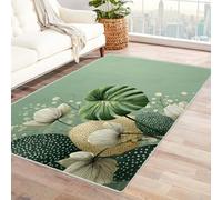 TODOAA Tappeti Moderni Soggiorno Natura Piante Fiori Stanza Ragazzi Salotto sala giochi, facile manutenzione Pelo Corto Morbido Antiscivolo Tappeto(verde)-120x180cm