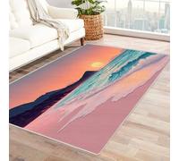 TODOAA Tappeto Moderno e Morbido Natura Spiaggia Tramonto per Soggiorno Lavabile Antiscivolo Facile da Pulire - Vintage Salotto Grandi Dimensioni Tappeti(rosa)-150x180cm