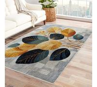 TODOAA Tappeto Salotto Morbido Scendiletto Astratto Natura Piante Camera da Letto Tappeti Lavabili per Salotto Cameretta Bambino Ufficio,facile manutenzione(Giallo)-180x270cm