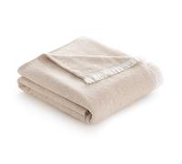 Todocama - Coperta in cotone extra morbida con motivo a righe, copriletto multiuso quattro stagioni per divano, letto, federa decorativa e coperta in pile, (beige sabbia, 230 x 240 cm).