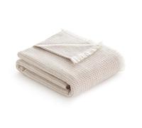 Todocama - Coperta in cotone extra morbida con motivo GOFRE, copriletto multiuso quattro stagioni per divano, letto, federa decorativa e coperta in pile, (beige sabbia, 230 x 240 cm).