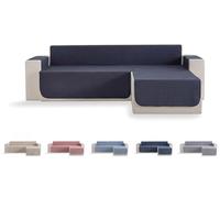 Todocama - Copridivano e copridivano imbottito, traspirante, facile da pulire (grigio scuro, chaise longue destra, 240 cm)
