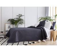 Todocama - Copriletto trapuntato sottile con motivo a rombo, per primavera, estate, autunno e inverno, 100% microfibra extra morbido, Copriletto multiuso, Letto 120/135 - 230x260cm, Grigio Scuro