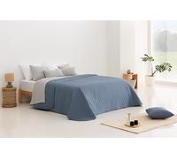 Todocama - Copriletto trapuntato sottile con motivo a stella per primavera, estate, autunno e inverno. 100% microfibra extra morbida. Copre letto multiuso. Letto 105-200x260 cm blu grigio