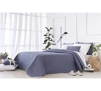 Todocama Copriletto trapuntato sottile con motivo piqué, per primavera, estate, autunno e inverno, 100% microfibra extra morbido, Copriletto multiuso, Letto 105 - 200x260cm, Blu Grigio