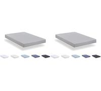 Todocama - Lenzuolo con angoli in microfibra spazzolata extra morbido. (Letto 180 x 190/200 cm, Grigio chiaro) (Confezione da 2)