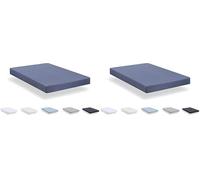 Todocama - Lenzuolo con angoli in microfibra spazzolata extra morbido. (Letto 90 x 190/200 cm, Grigio-Blu) (Confezione da 2)