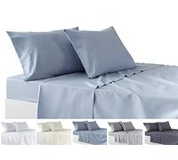 Todocama Parure da letto 4 pezzi, lenzuolo con angoli, lenzuolo sopra, 2 federe 50 x 80 cm (letto 90-90 x 190/200 cm, azzurro)