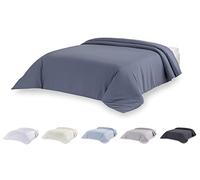 Todocama Set copripiumino in microfibra extra morbido al tatto. (Blu grigiastro - Letto 160/180-240 x 220 cm).