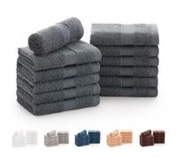 Todocama - Set di 12 asciugamani (30 x 30 cm) 100% cotone morbido e assorbente, 550 gsm premium, (grigio scuro)