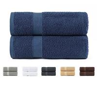 Todocama - Set di 2 asciugamani da bagno grandi, 100% cotone da 550 g/m², extra morbidi, altamente assorbenti e ad asciugatura rapida, 100 x 150 cm, colore blu navy