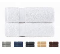 Todocama - Set di 2 asciugamani da bagno grandi, 100% cotone da 550 g/m², extra morbidi, altamente assorbenti e ad asciugatura rapida, 70 x 140 cm, colore bianco